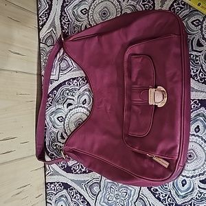 Purple leather handbag